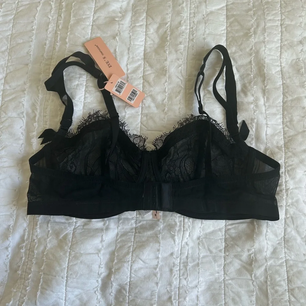 NWT Black Lace and Mesh Unlined Sheer Underwire Bra Size 40C